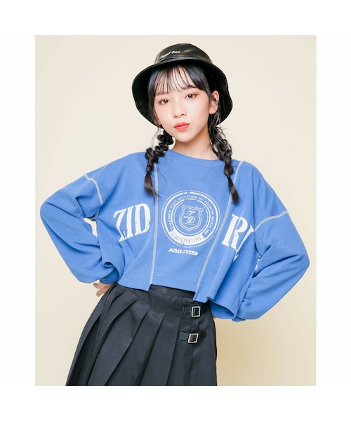 ZIDDY（ジディ）の「【ニコ☆プチ掲載】切り替えデザイントレーナー（Tシャツ/カットソー・キッズ・パープル/ブルー・150）」の2枚目の写真