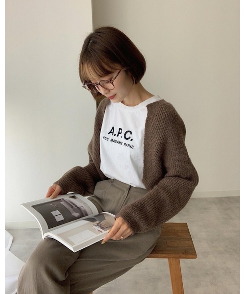 neam(ニーム)の「SHORT BOLERO KNIT(カーディガン/ボレロ・レディース・ブラウン/グレー・free)」の1枚目の写真