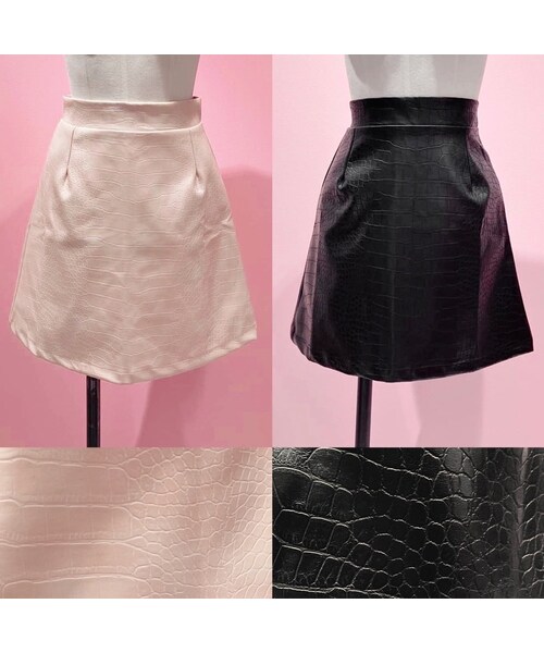 lilLilly（リルリリー）の「レザークロコミニスカート（スカート・レディース・PINK(S)/PINK(M)/BLACK(S)/BLACK(M)）」の2枚目の写真