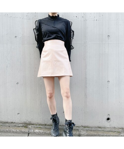 lilLilly（リルリリー）の「レザークロコミニスカート（スカート・レディース・PINK(S)/PINK(M)/BLACK(S)/BLACK(M)）」の9枚目の写真