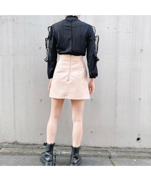 lilLilly（リルリリー）の「レザークロコミニスカート（スカート・レディース・PINK(S)/PINK(M)/BLACK(S)/BLACK(M)）」の10枚目の写真