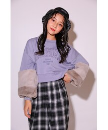 ZIDDY | 【ニコ☆プチ掲載】袖ファーBIGロゴ長袖トレーナー(Tシャツ/カットソー)
