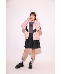 ZIDDY | 【ニコ☆プチ掲載】ラインタフタ裏ボアリバーシブル長袖パーカー(ブルゾン)