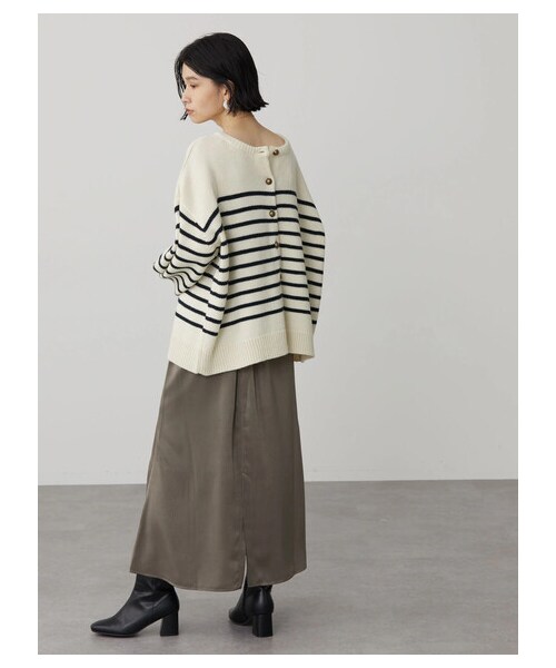 AMERICAN HOLIC（アメリカンホリック）の「2WAYボーダーニットカーディガン（トップス・ボーダーアイボリー/ボーダーネイビー/ボーダーブラック・F）」の17枚目の写真