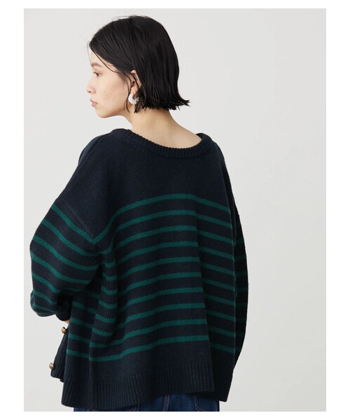 AMERICAN HOLIC（アメリカンホリック）の「2WAYボーダーニットカーディガン（トップス・ボーダーアイボリー/ボーダーネイビー/ボーダーブラック・F）」の21枚目の写真