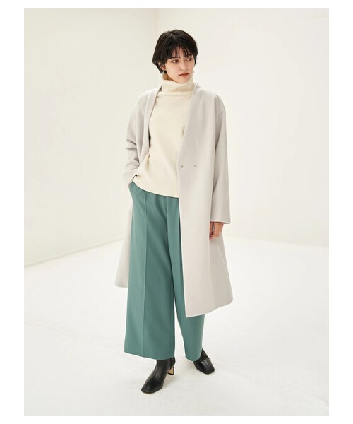 YECCA VECCA（イェッカヴェッカ）の「P.Vネックウールコート（ジャケット/アウター・ライトグレー/ブラック/モカ/ミント・F）」の17枚目の写真
