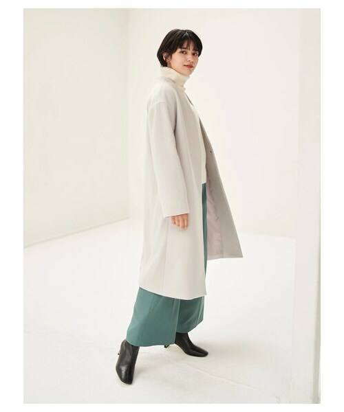 YECCA VECCA（イェッカヴェッカ）の「P.Vネックウールコート（ジャケット/アウター・ライトグレー/ブラック/モカ/ミント・F）」の19枚目の写真