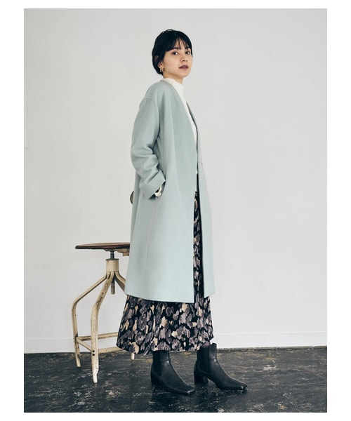 YECCA VECCA（イェッカヴェッカ）の「P.Vネックウールコート（ジャケット/アウター・ライトグレー/ブラック/モカ/ミント・F）」の4枚目の写真