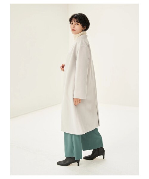 YECCA VECCA（イェッカヴェッカ）の「P.Vネックウールコート（ジャケット/アウター・ライトグレー/ブラック/モカ/ミント・F）」の21枚目の写真