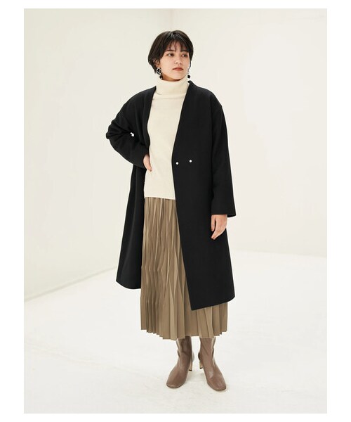 YECCA VECCA（イェッカヴェッカ）の「P.Vネックウールコート（ジャケット/アウター・ライトグレー/ブラック/モカ/ミント・F）」の11枚目の写真