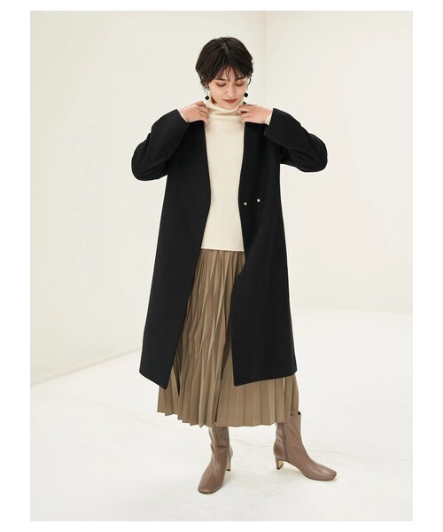 YECCA VECCA（イェッカヴェッカ）の「P.Vネックウールコート（ジャケット/アウター・ライトグレー/ブラック/モカ/ミント・F）」の12枚目の写真