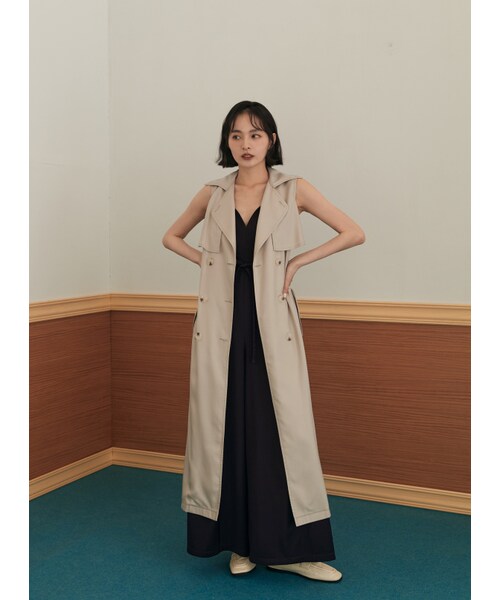 Marjorie（マージョリー）の「19號大道，造型手袖綁帶風衣背心（ジャケット/アウター・レディース・灰・F）」の3枚目の写真