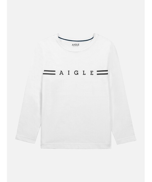 AIGLE（エーグル）の「オーガニックコットン ロゴ 長袖Ｔシャツ（Tシャツ/カットソー・キッズ・ネイビー (84E)/ブラン (10B)）」の3枚目の写真