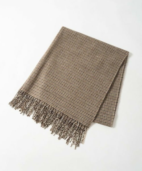 Crisp（クリスプ）の「フリンジチェックストール[c3ak2937b]（ストール/ショール・レディース・ブラウン・FREE）」の2枚目の写真