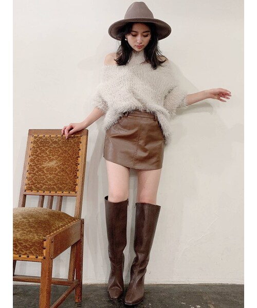 GYDA（ジェイダ）の「フェイクレザースカートライクショーパン（スカート・ブラック/キャメル・S/XS/M）」の15枚目の写真