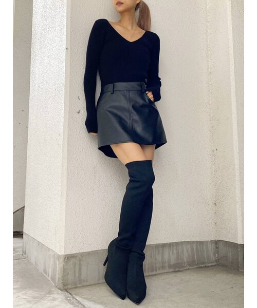 GYDA（ジェイダ）の「フェイクレザースカートライクショーパン（スカート・ブラック/キャメル・S/XS/M）」の10枚目の写真