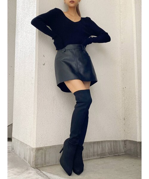 GYDA（ジェイダ）の「フェイクレザースカートライクショーパン（スカート・ブラック/キャメル・S/XS/M）」の9枚目の写真