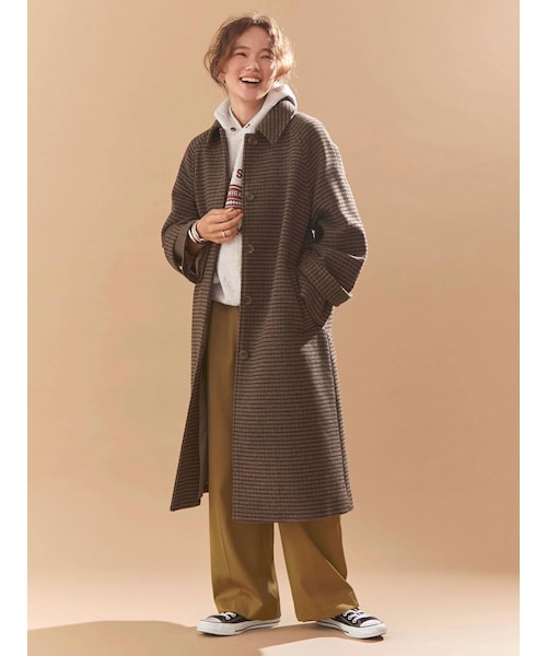 【greed international】チェック×ブラウンコート 楽天市場】グレンチェック コート ブラウンコート キルティング裏地