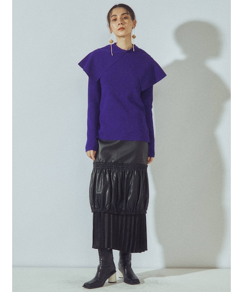 UN3D.（アンスリード）の「ECO LEATHER GATHER SK（スカート