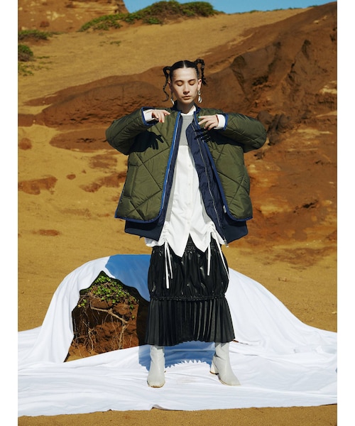 UN3D.（アンスリード）の「ECO LEATHER GATHER SK（スカート