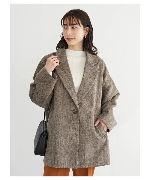 Green　Parks（グリーンパークス）の「・ELENCARE DUE ヘリンボーンショートコート（ジャケット/アウター・ブラック/ブラウン・F）」の21枚目の写真