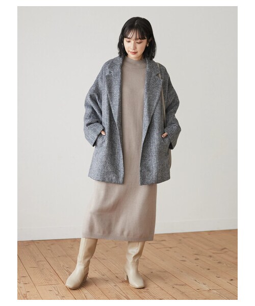 Green　Parks（グリーンパークス）の「・ELENCARE DUE ヘリンボーンショートコート（ジャケット/アウター・ブラック/ブラウン・F）」の4枚目の写真