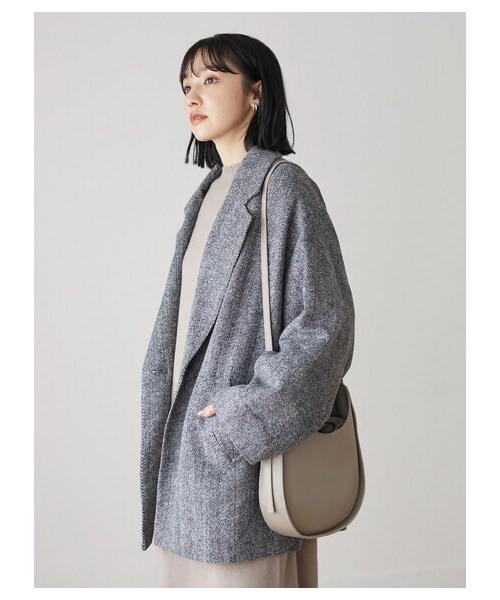 Green　Parks（グリーンパークス）の「・ELENCARE DUE ヘリンボーンショートコート（ジャケット/アウター・ブラック/ブラウン・F）」の20枚目の写真