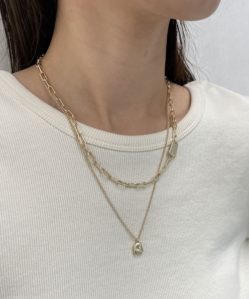 CAPRICIEUX LE'MAGE（カプリシューレマージュ）の「【GOLDY/ゴールディ】2WAYスクエアパーツネックレス（リング・ゴールド/シルバー・F）」の2枚目の写真