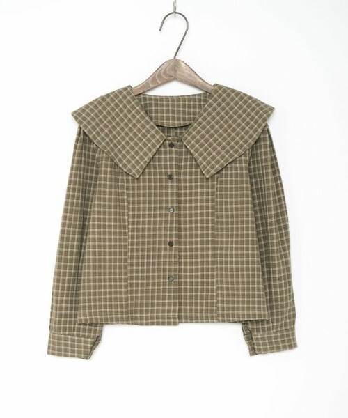 Crisp（クリスプ）の「ショートチェックブラウス[c1k2911b]（シャツ/ブラウス・レディース・ブラウン/カーキ・FREE）」の4枚目の写真
