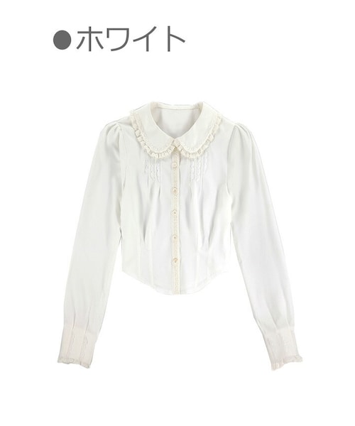 Bobon21(ボボンニジュウイチ)の「クラシックガーリー上品フリルブラウス-全1色-(シャツ/ブラウス・レディース・ホワイト・S/M/L)」の1枚目の写真