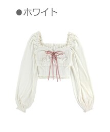 Bobon21 | レース×リブニットボリューム袖トップス-全１色-(シャツ/ブラウス)
