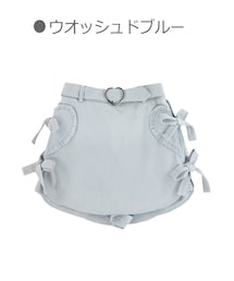 サイドハート型Cutieデニムショーパン-全2色-