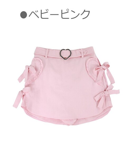 Bobon21(ボボンニジュウイチ)の「サイドハート型Cutieデニムショーパン-全2色-(デニムスカート・レディース・ブルー/ピンク・S/M/L)」の2枚目の写真