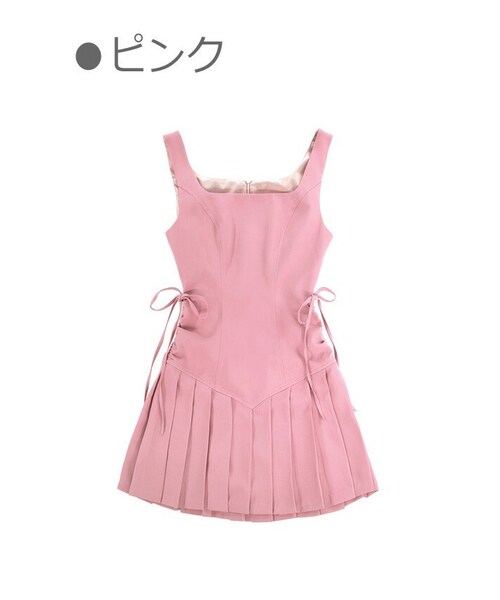 Bobon21（ボボンニジュウイチ）の「制服風プリーツ入りジャンパースカート-全２色-（ジャンパースカート・レディース・ブラック/ピンク・S/M/L）」の2枚目の写真