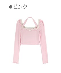 Bobon21 | スクエア襟スリム見え長袖トップス-全２色-(シャツ/ブラウス)