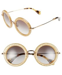 miu miu | Miu Miu 49mm Round Glitter Sunglasses(サングラス)