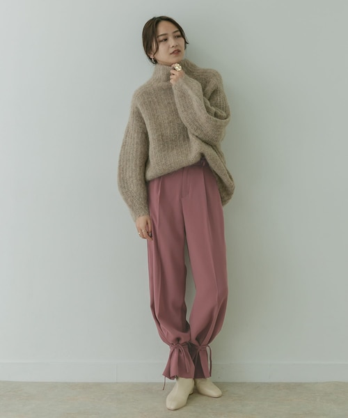 KBF+（ケービーエフプラス）の「KBF+ スソシボリパンツ∴（その他・レディース・L.BEIGE/DEEP PINK/CHARCOAL・36/38）」の7枚目の写真