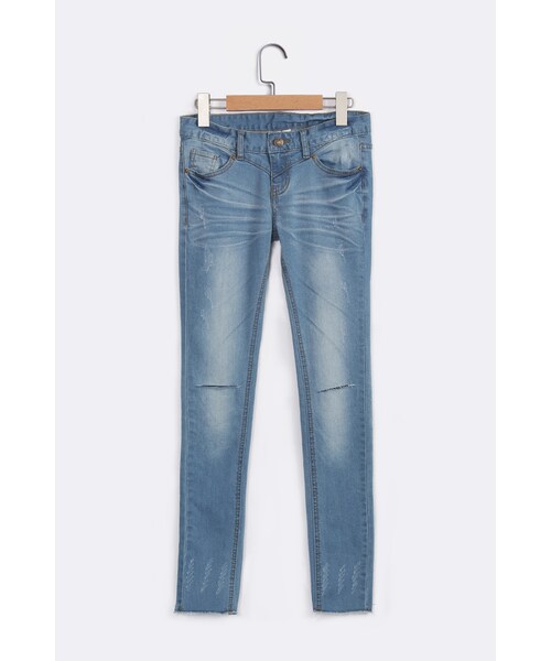 ORENDA(オレンダ)の「韓妞激瘦刷色破損修身牛仔褲(パンツ・レディース・淺藍/深藍・S/M/L)」の1枚目の写真