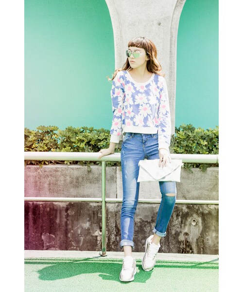 ORENDA(オレンダ)の「韓妞激瘦刷色破損修身牛仔褲(パンツ・レディース・淺藍/深藍・S/M/L)」の10枚目の写真