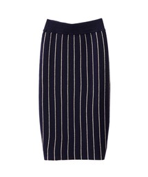 gracegift | 休閒配色 韓國直條紋毛料鉛筆裙(スカート)