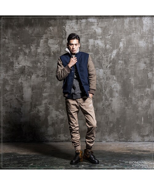 ROMANTIC CROWN（ロマンティッククラウン）の「HERRINGBONE CHECK DECK JACKET（ジャケット/アウター・メンズ・NAVY・M/L/XL）」の2枚目の写真