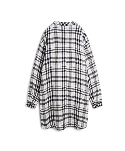 PAZZO（パッゾ）の「韓系休閒慵懶格紋襯衫（トップス・レディース・黑白格・S/M/L）」の2枚目の写真