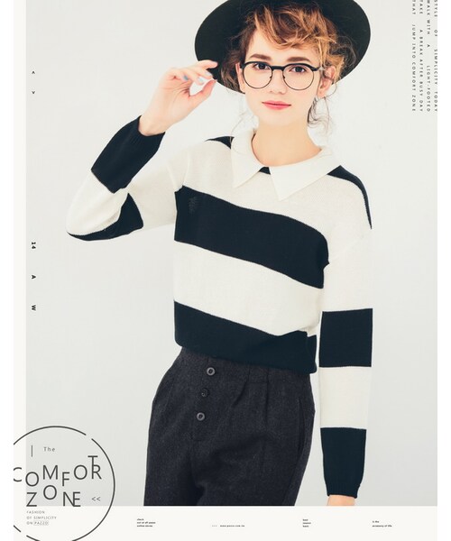 PAZZO（パッゾ）の「知性學院排釦打摺毛呢老爺褲（パンツ・レディース・黑灰・S/M/L）」の7枚目の写真