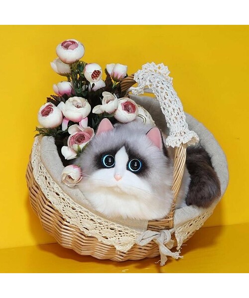 Baginning（バッグリング）の「カスタマイズ グレー 猫模様 可愛いハンドバッグ 斜めかけ ふわふわファーバッグ（ショルダーバッグ・レディース・グレー/イエロー/ホワイト/その他・25CM*10.5CM*13CM）」の4枚目の写真