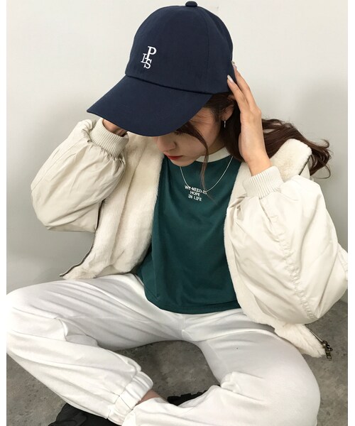 INGNI(イング)の「クロップド丈リンガー長袖Tシャツ(トップス・レディース・オフホワイト/クロ/クロ/オフホワイト/グリーン/オフホワイト・M)」の9枚目の写真