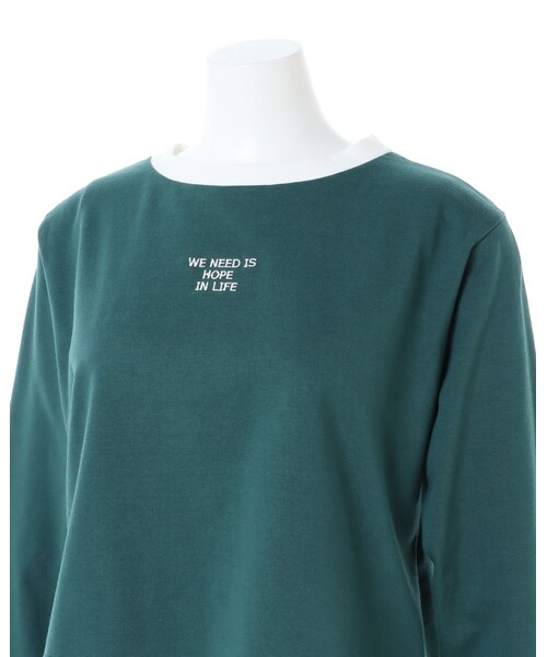 INGNI(イング)の「クロップド丈リンガー長袖Tシャツ(トップス・レディース・オフホワイト/クロ/クロ/オフホワイト/グリーン/オフホワイト・M)」の3枚目の写真