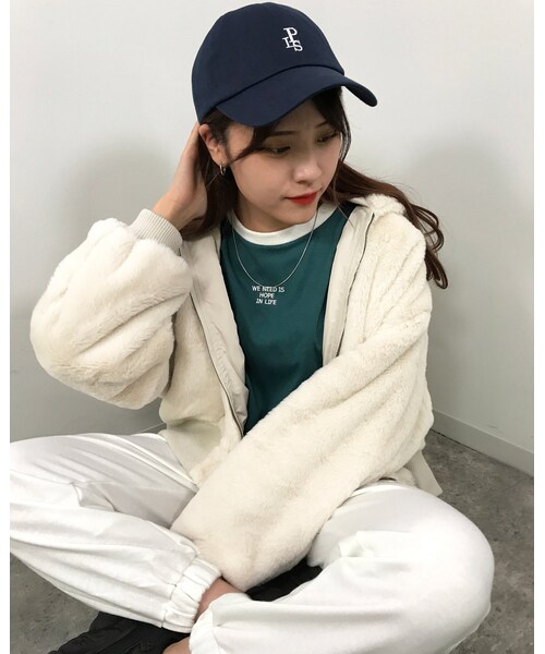 INGNI(イング)の「クロップド丈リンガー長袖Tシャツ(トップス・レディース・オフホワイト/クロ/クロ/オフホワイト/グリーン/オフホワイト・M)」の11枚目の写真