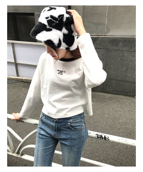 INGNI(イング)の「クロップド丈リンガー長袖Tシャツ(トップス・レディース・オフホワイト/クロ/クロ/オフホワイト/グリーン/オフホワイト・M)」の15枚目の写真