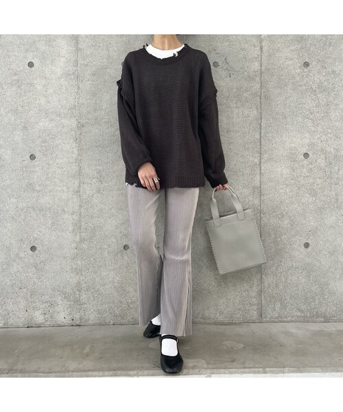 copine（コピン）の「プリーツソフトフレアパンツ(3color)（その他パンツ・レディース・アイボリー/グレー/ブラック・ワンサイズ）」の3枚目の写真