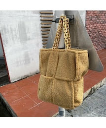 Baginning | 柔らかい フェイクファー 大きい チェンショルダー トートバッグ(トートバッグ)